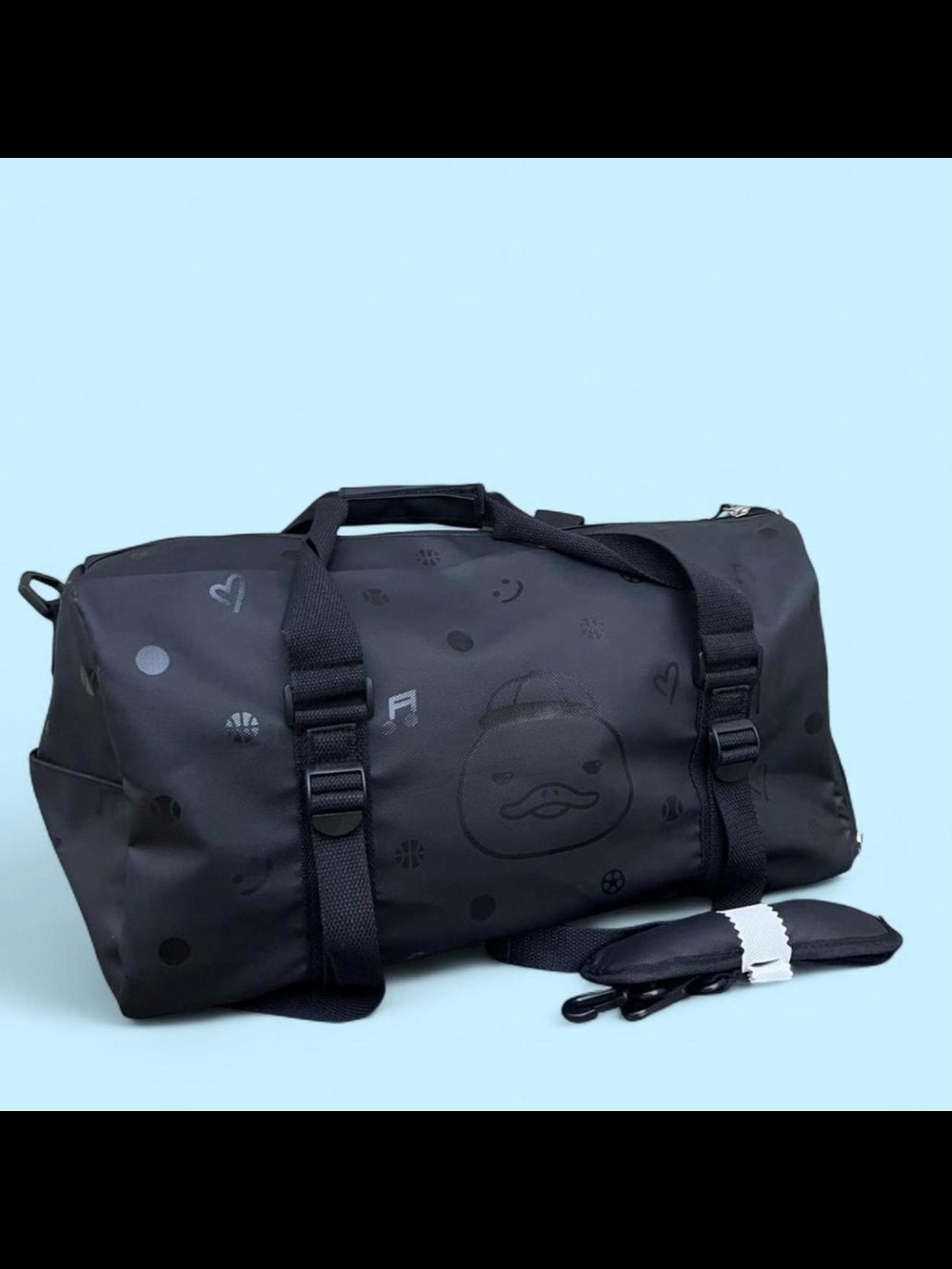 Men's Black Duffel Bag with Removable Shoulder Strap